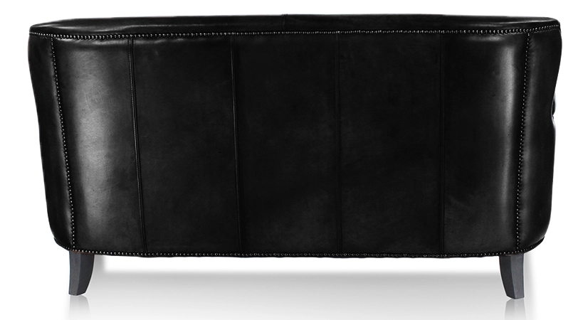 2 seater leather club sofa black