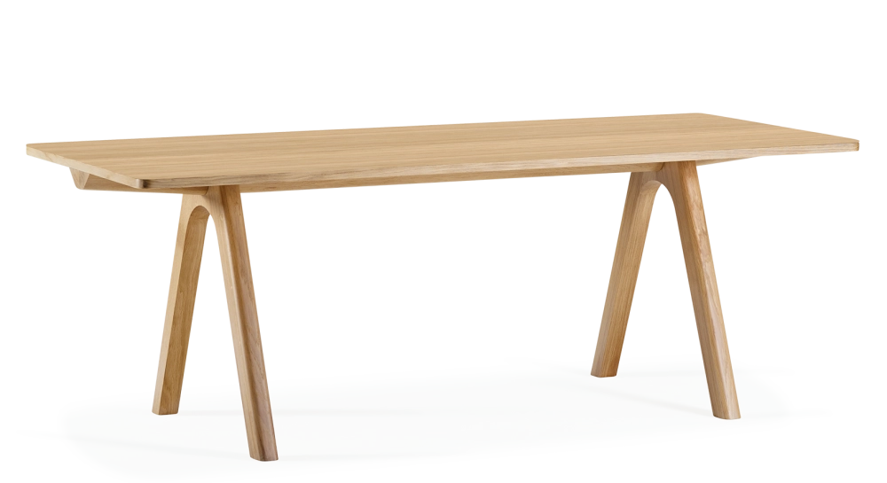 Table salle à manger en chêne 6 personnes teinte naturelle plateau bois 160x100 cm