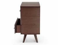 Commode 3 tiroirs en chêne bois teinte marron foncé