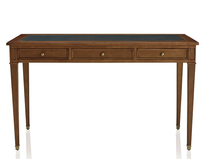 Bureau ancien style directoire plateau cuir vert L130 cm