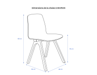 Chaise design en chêne tapissé bois teinte merisier assise tissu bleu