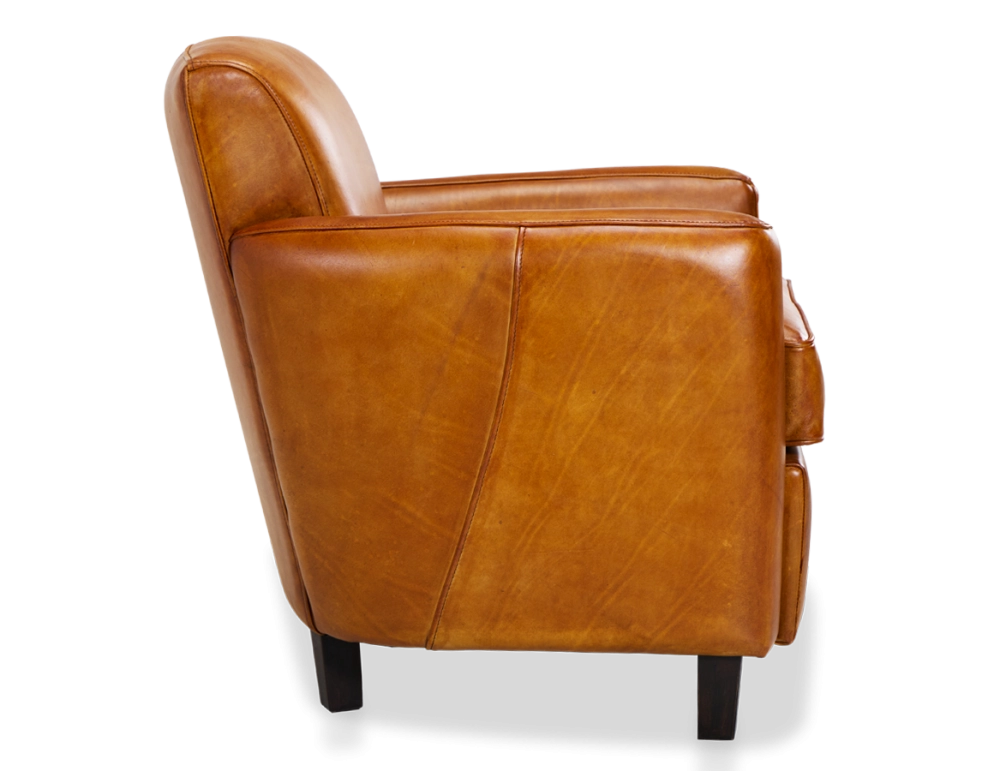 Fauteuil club cuir cognac