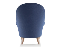 Toad armchair with armrests walnut-stained wooden legs and navy blue high-back fabric