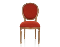 Chaise ancienne style Louis XVI bois teinte ancienne et tissu orange brulé