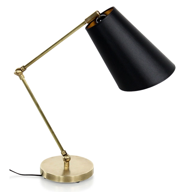 Lampe de bureau articulée noire abat jour noir intérieur doré
