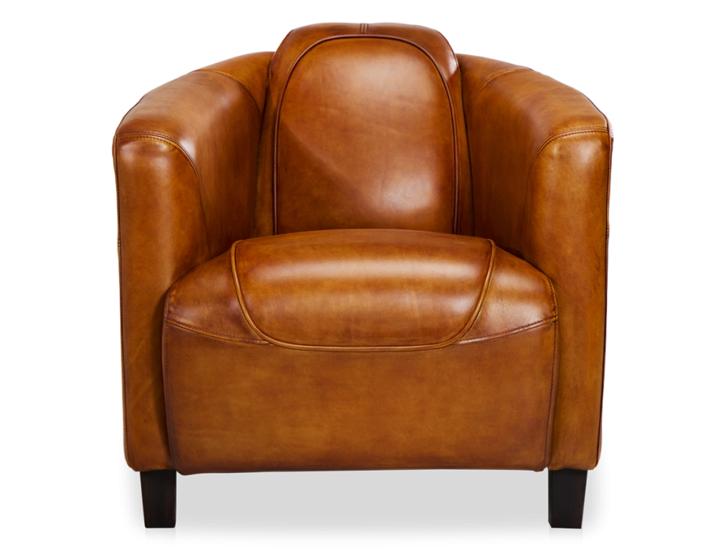 Fauteuil club cuir cognac