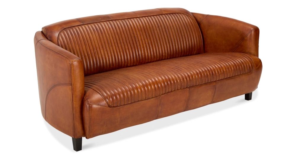 3 seater leather club sofa light brown