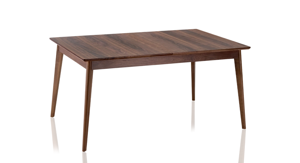 Table salle à manger 6 personnes en noyer teinte naturelle plateau bois 160x100 cm