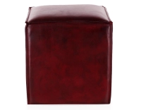 Pouf cuir rouge carmin