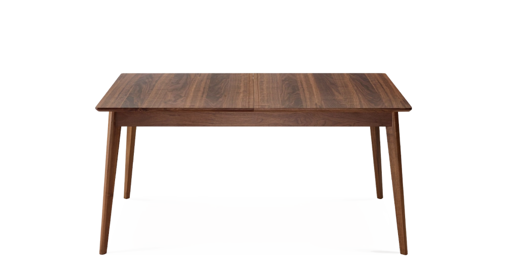 Walnut extending table for 8 to 12 people with natural wood stain top and extensions 180x100 cm