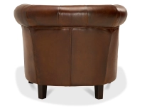 Fauteuil chesterfield cuir marron vintage accoudoirs cloutés