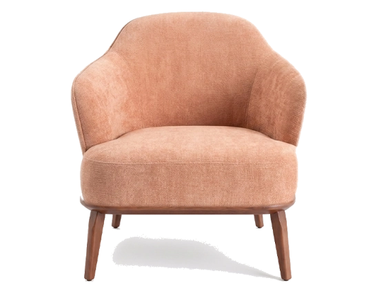 Designer armchair tissu brun sienne