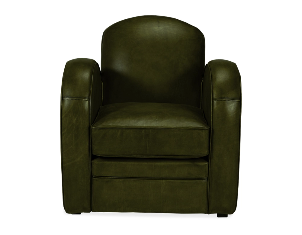 Leather club armchair olive green