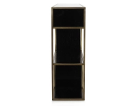 Console design frêne laqué noir et métal patine laiton