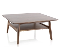 Table basse carrée en noyer teinte naturelle 100x100 cm