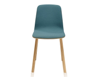 Silla de diseño de roble tapizada madera tinte natural asiento tejido azul océano