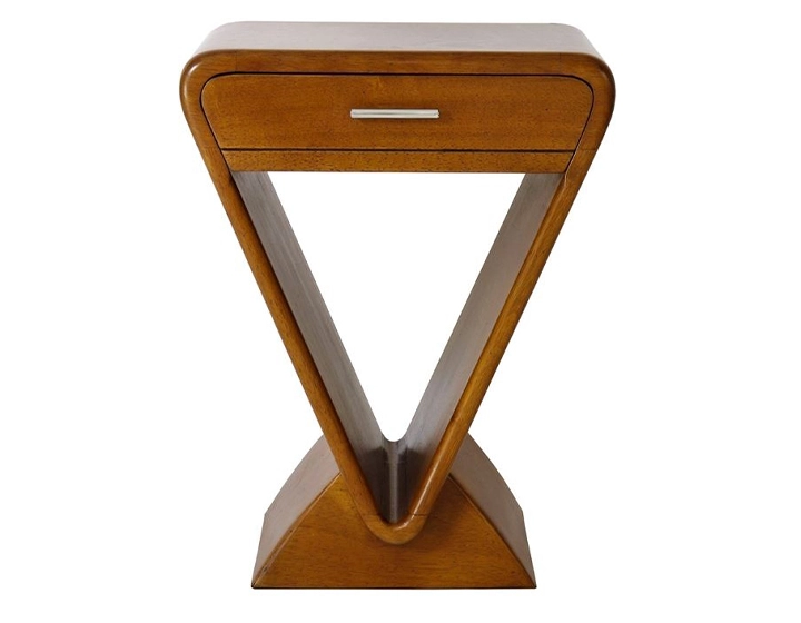 Table de chevet art déco bois teinte merisier