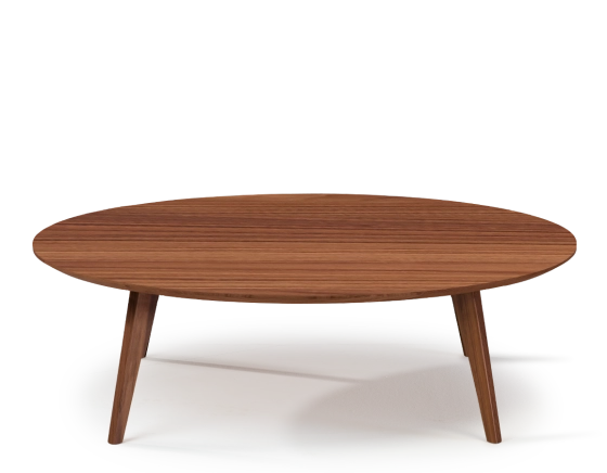 Table basse ronde en noyer plateau bois F1 teinte naturelle 100x100x40 cm