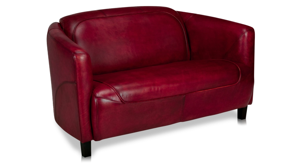 2 seater leather club sofa burgundy
