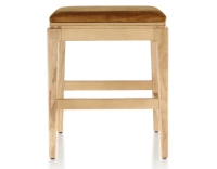 Tabouret design H45 cm bois teinte naturelle assise tissu velours bronze