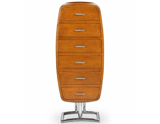 Chiffonnier art déco métal et bois teinte merisier