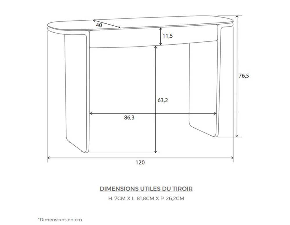 Escritorio de diseño SUPER PARENT teinte naturelle L120xP40 cm