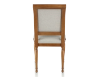 Antique Directoire style chair wood stained antique and natural beige fabric