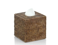Brown rattan square tissue box