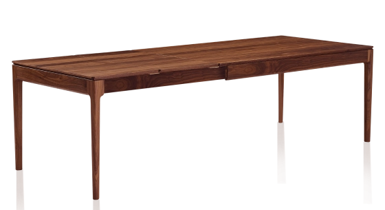 Mesa extensible de nogal de 8 a 12 personas con tablero y extensiones de madera en tinte natural 160x100 cm