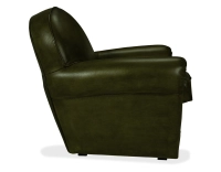 Sillón club de piel verde oliva reposabrazos con tachuelas