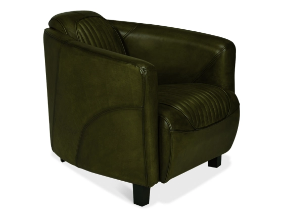 Sillón club de piel verde oliva