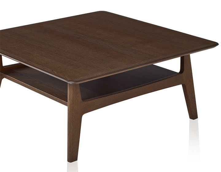 Table basse carrée en chêne teinte marron foncé 100x100 cm 100x100 cm