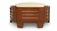 Sofá club de madera y piel de 2 plazas beige