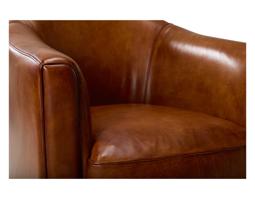 Sillón club de piel marrón claro