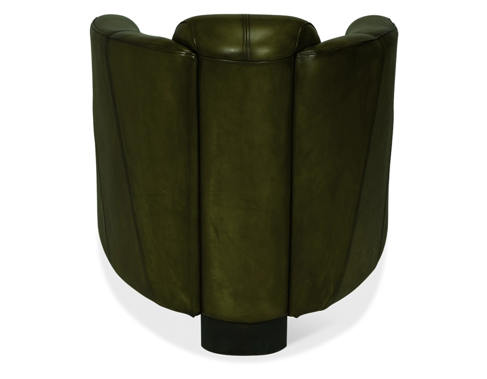 Leather club armchair olive green