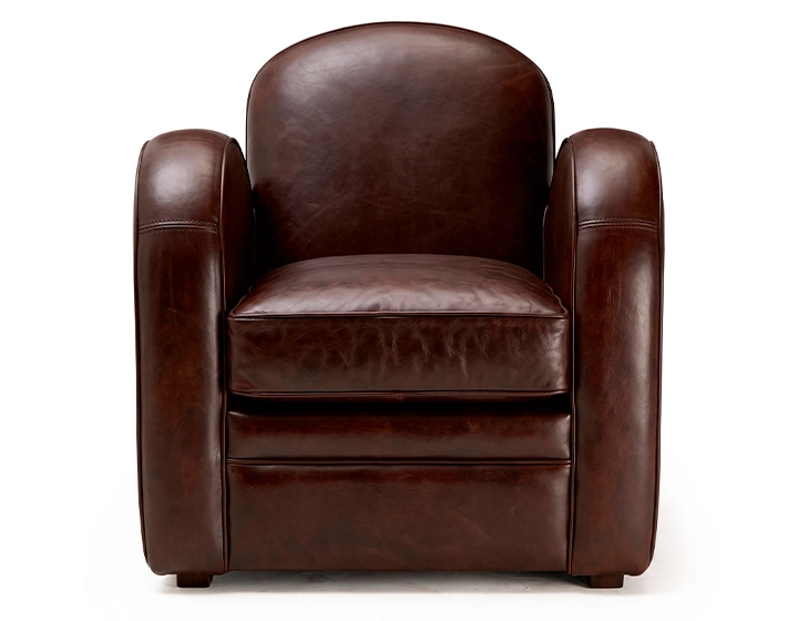 Fauteuil club cuir marron soutenu