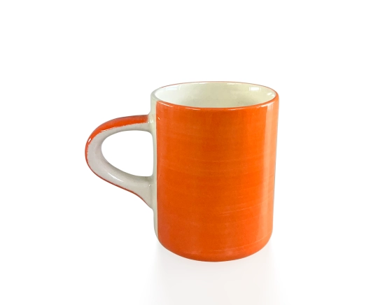 Plain orange ceramic coffee cup