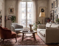 Designer armchair tissu pied-de-poule bleu et blanc