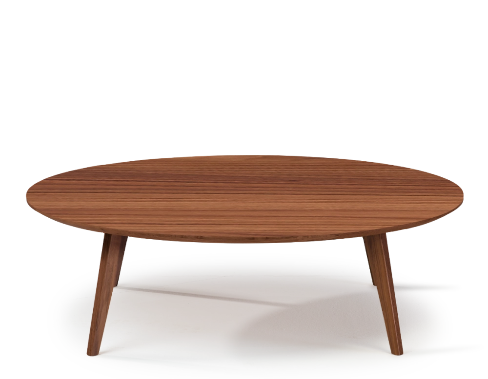 Table basse ronde en noyer plateau bois F1 teinte naturelle 110x110x40 cm