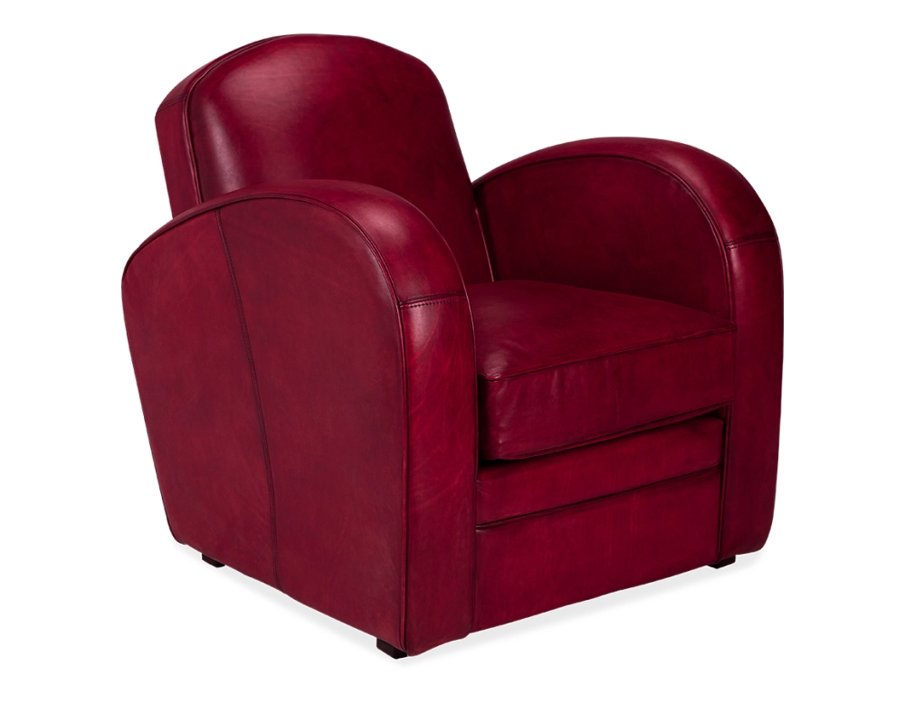 Sillón club de piel rojo carmín