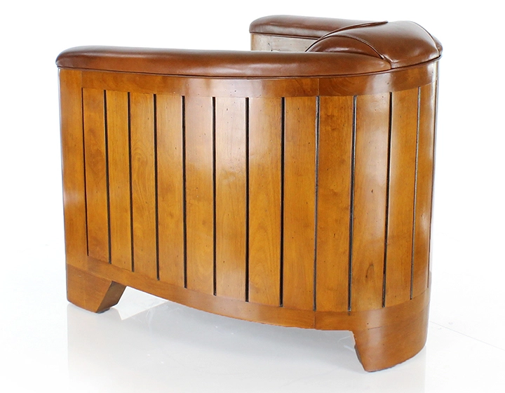 Club armchair in wood and leather vintage brown