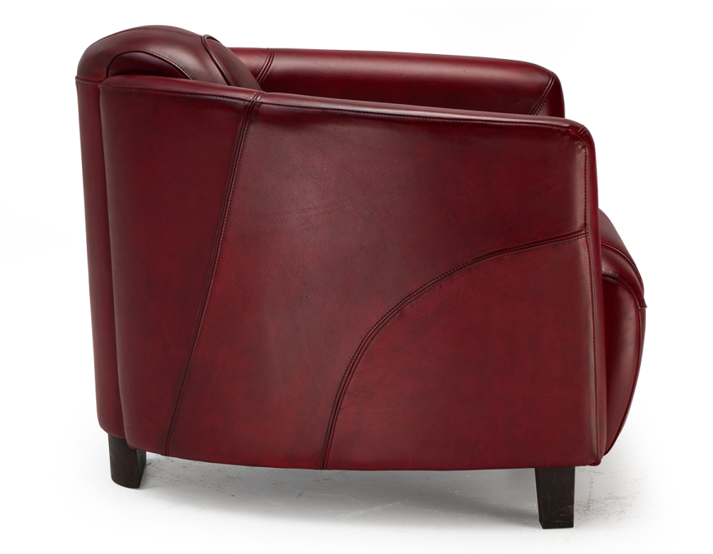 Fauteuil club cuir rouge carmin