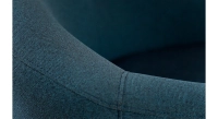 Sillón club de tela tissu bleu socle bois teinte noyer