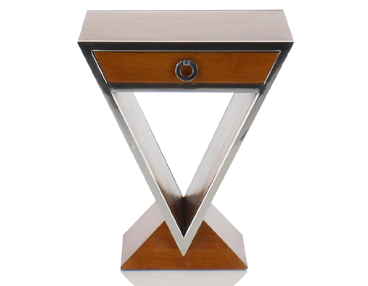 Table de chevet art déco bois teinte merisier