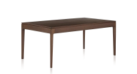 Table salle à manger 6 personnes en chêne teinte marron foncé plateau bois 140x90 cm