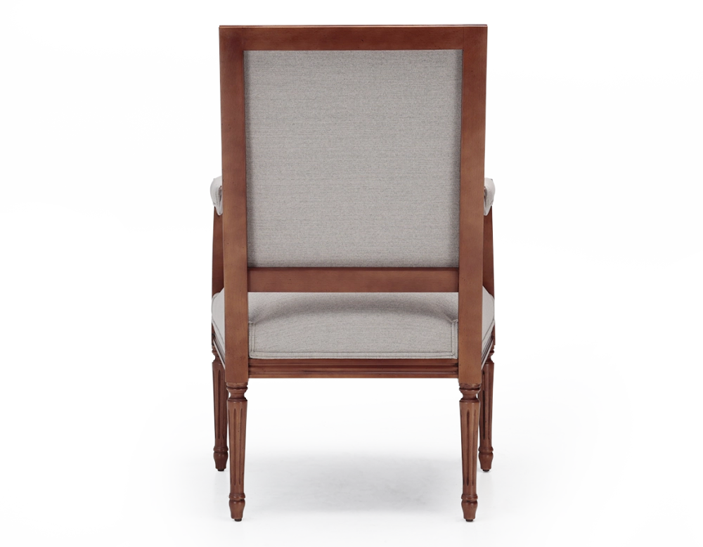Fauteuil ancien style Louis XVI bois teinte ancienne et tissu beige naturel