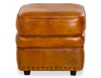 Pouf cuir cognac bord clouté