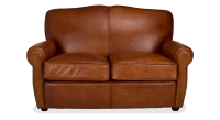 Sofá club de piel de 2 plazas marrón claro