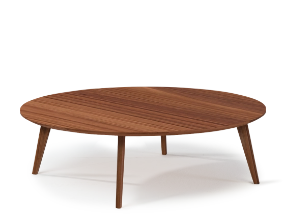 Table basse ronde en noyer plateau bois F1 teinte naturelle 120x120x30 cm
