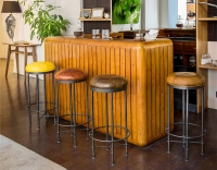 Taburete de bar vintage de piel marrón vintage